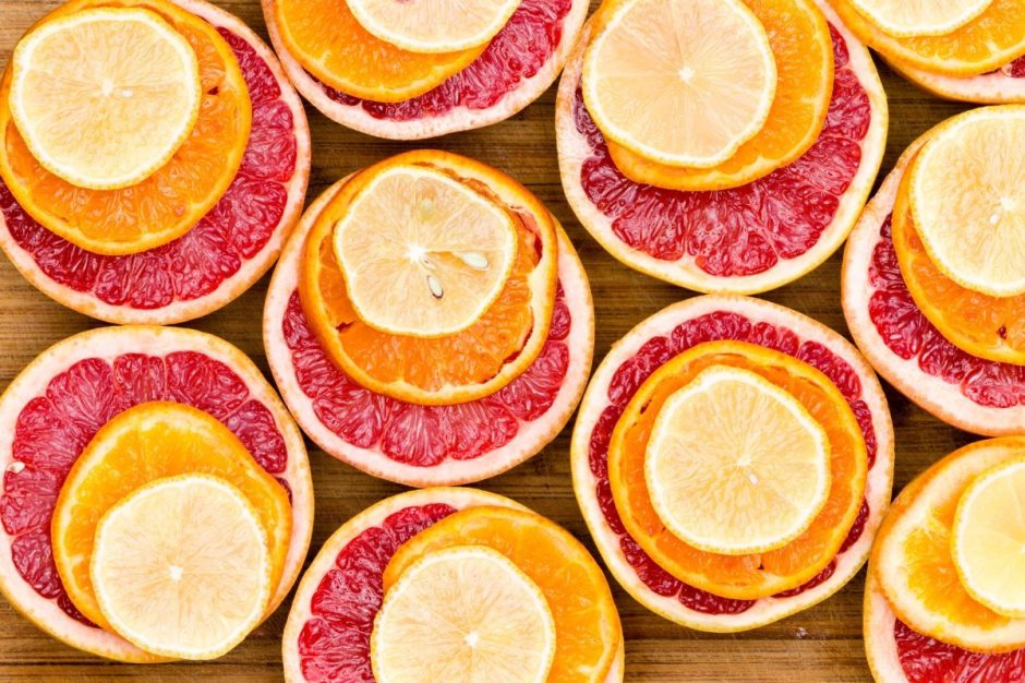 Stacked Red Grapefruit, Orange and Lemon Slices